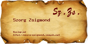 Szorg Zsigmond névjegykártya